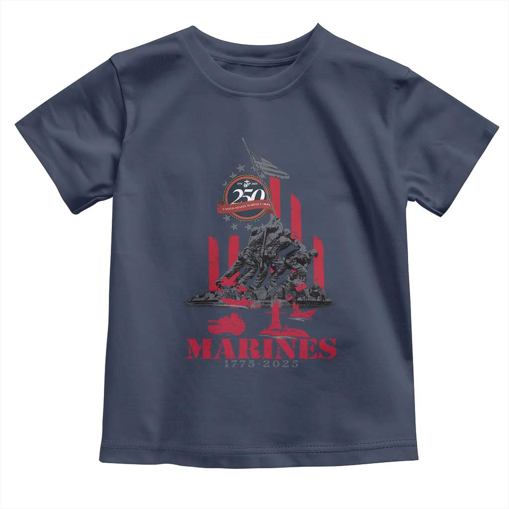 Marine Veteran 250th Anniversary Toddler T Shirt Retro Military Corps American Flag TS10 Navy Print Your Wear