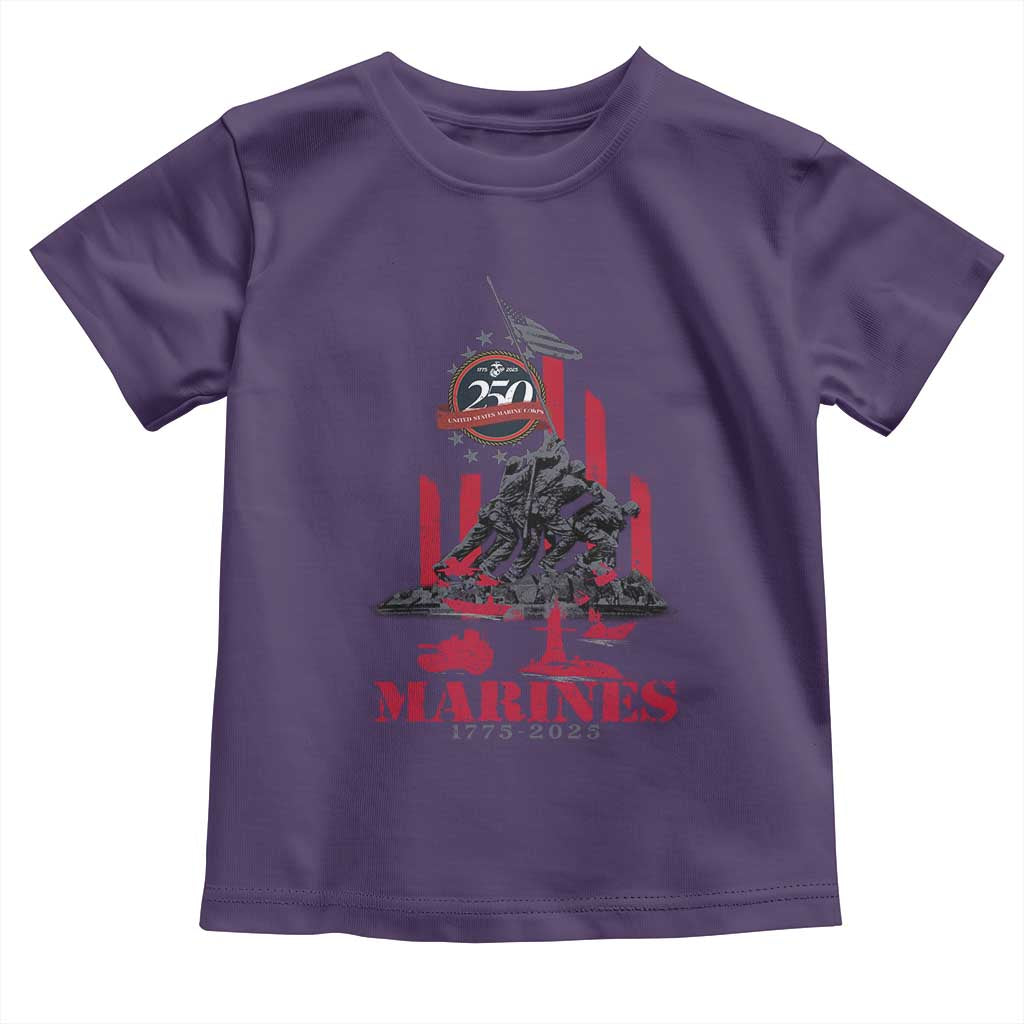 Marine Veteran 250th Anniversary Toddler T Shirt Retro Military Corps American Flag TS10 Purple Print Your Wear
