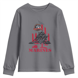 Marine Veteran 250th Anniversary Youth Sweatshirt Retro Military Corps American Flag TS10 Charcoal Print Your Wear