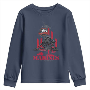 Marine Veteran 250th Anniversary Youth Sweatshirt Retro Military Corps American Flag TS10 Navy Print Your Wear