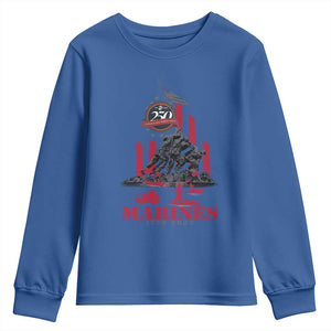 Marine Veteran 250th Anniversary Youth Sweatshirt Retro Military Corps American Flag TS10 Royal Blue Print Your Wear