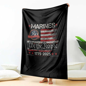 Marine Veteran 250th Anniversary Throw Blanket Retro Patriotic Military Gift American Flag - Print Your Wear