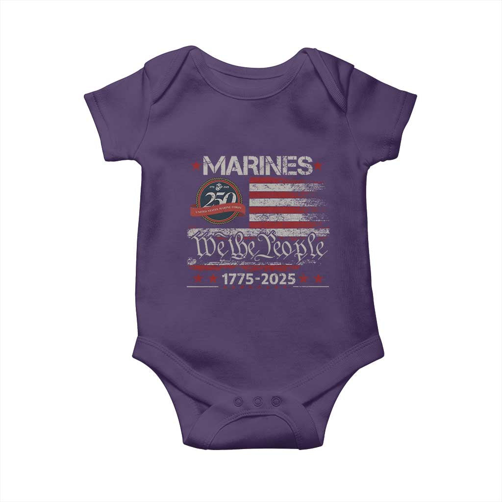 Marine Veteran 250th Anniversary Baby Onesie Retro Patriotic Military Gift American Flag TS10 Purple Print Your Wear