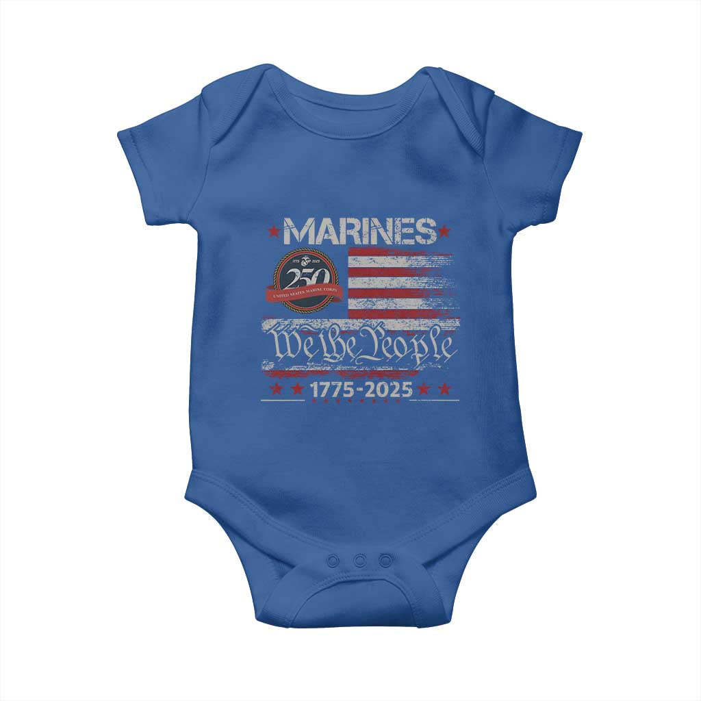 Marine Veteran 250th Anniversary Baby Onesie Retro Patriotic Military Gift American Flag TS10 Royal Blue Print Your Wear