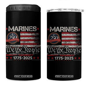 Marine Veteran 250th Anniversary 4 in 1 Can Cooler Tumbler Retro Patriotic Military Gift American Flag TS10 One Size: 16 oz Black Print Your Wear