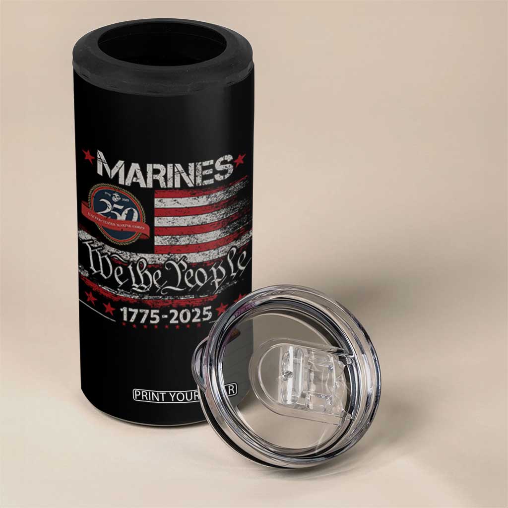 Marine Veteran 250th Anniversary 4 in 1 Can Cooler Tumbler Retro Patriotic Military Gift American Flag TS10 Print Your Wear