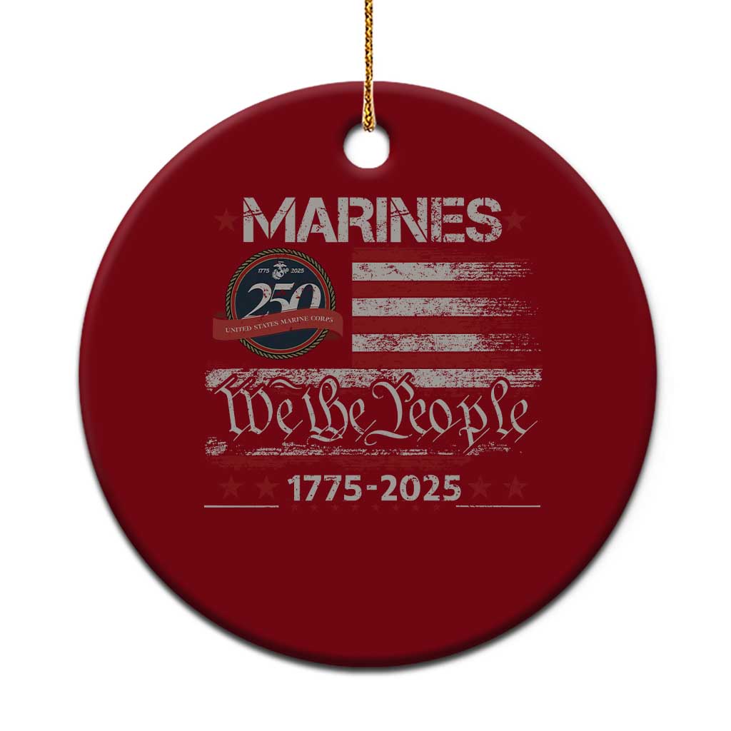 Marine Veteran 250th Anniversary Ceramic Ornament Retro Patriotic Military Gift American Flag - Print Your Wear