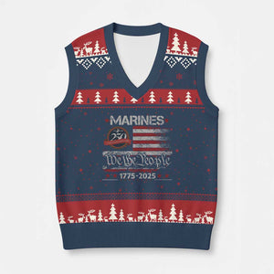 Marine Veteran 250th Anniversary V-Neck Knit Sweater Vest Retro Patriotic Military Gift American Flag TS10 Navy Red Print Your Wear