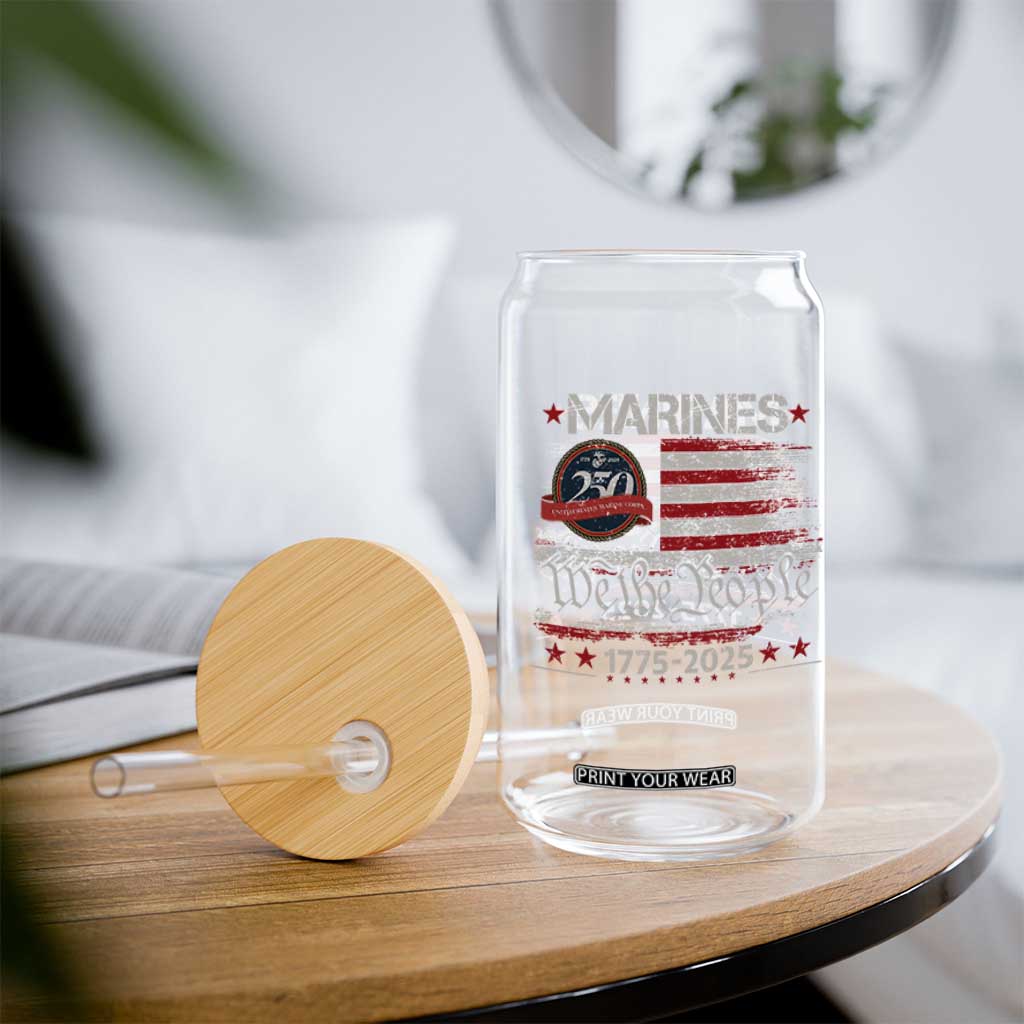Marine Veteran 250th Anniversary Glass Can Retro Patriotic Military Gift American Flag TS10 Print Your Wear