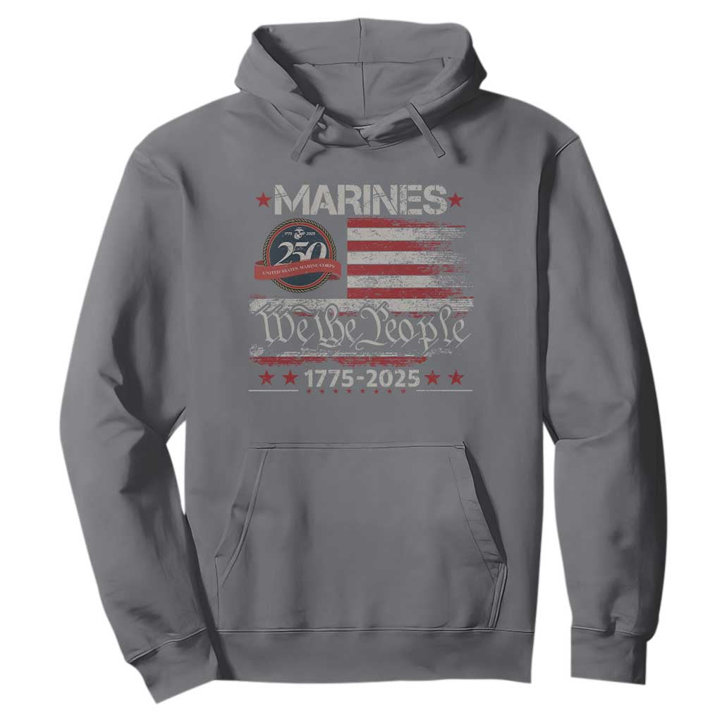 Marine Veteran 250th Anniversary Hoodie Retro Patriotic Military Gift American Flag TS10 Charcoal Print Your Wear