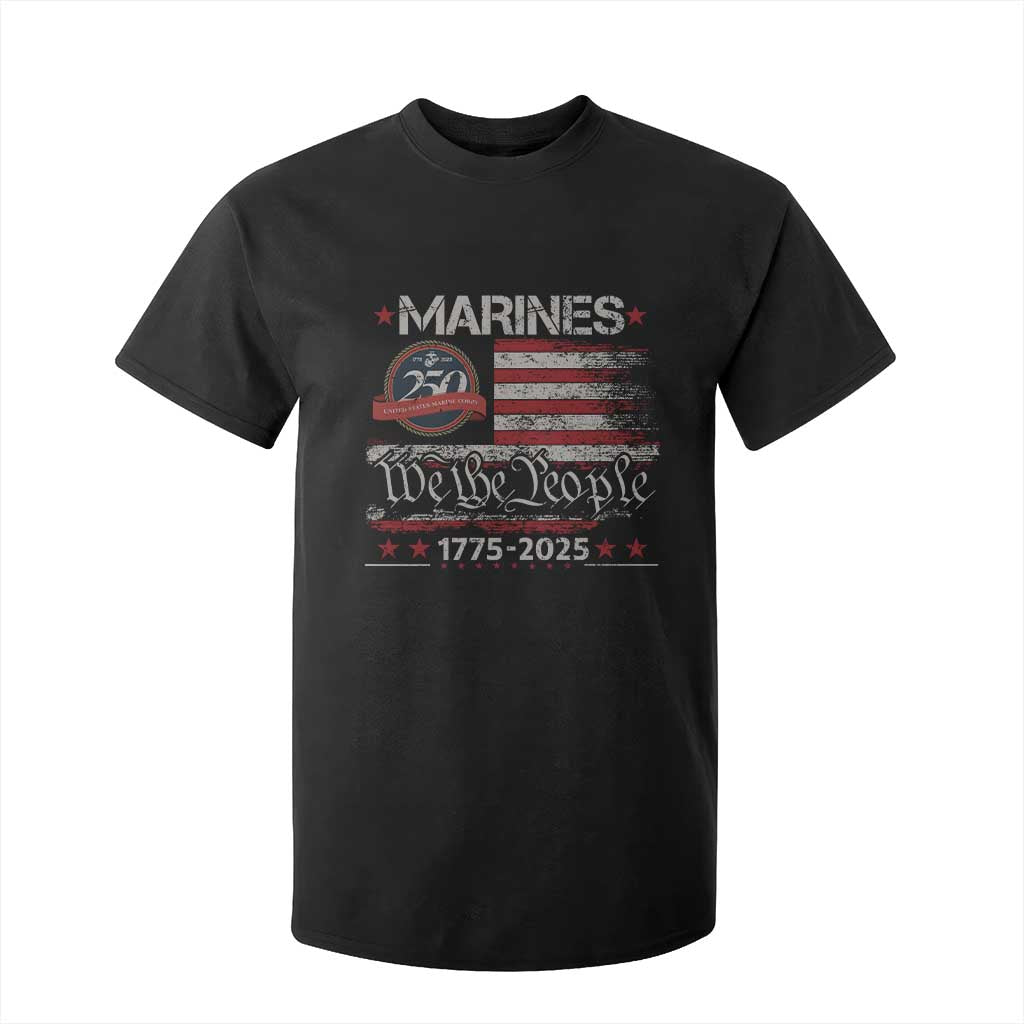 Marine Veteran 250th Anniversary T Shirt For Kid Retro Patriotic Military Gift American Flag TS10 Black Print Your Wear