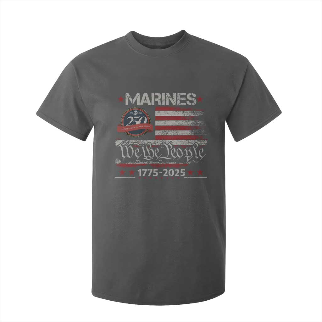 Marine Veteran 250th Anniversary T Shirt For Kid Retro Patriotic Military Gift American Flag TS10 Dark Heather Print Your Wear