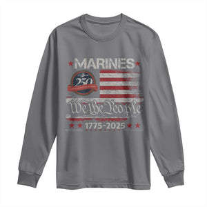 Marine Veteran 250th Anniversary Long Sleeve Shirt Retro Patriotic Military Gift American Flag TS10 Charcoal Print Your Wear