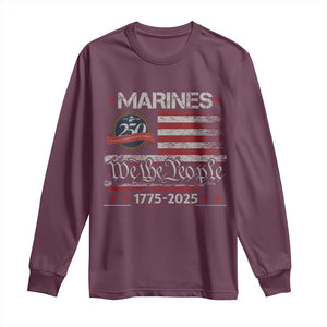Marine Veteran 250th Anniversary Long Sleeve Shirt Retro Patriotic Military Gift American Flag TS10 Maroon Print Your Wear