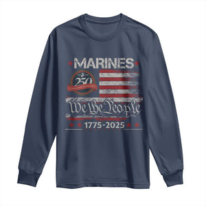 Marine Veteran 250th Anniversary Long Sleeve Shirt Retro Patriotic Military Gift American Flag TS10 Navy Print Your Wear