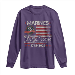 Marine Veteran 250th Anniversary Long Sleeve Shirt Retro Patriotic Military Gift American Flag TS10 Purple Print Your Wear