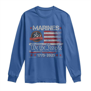 Marine Veteran 250th Anniversary Long Sleeve Shirt Retro Patriotic Military Gift American Flag TS10 Royal Blue Print Your Wear