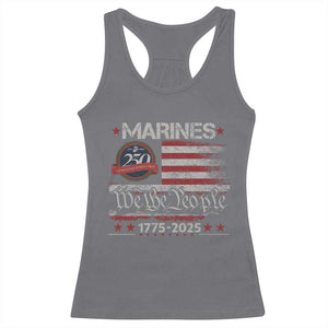Marine Veteran 250th Anniversary Racerback Tank Top Retro Patriotic Military Gift American Flag TS10 Charcoal Print Your Wear