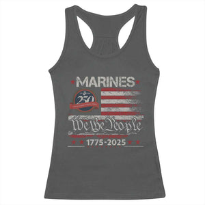 Marine Veteran 250th Anniversary Racerback Tank Top Retro Patriotic Military Gift American Flag TS10 Dark Heather Print Your Wear