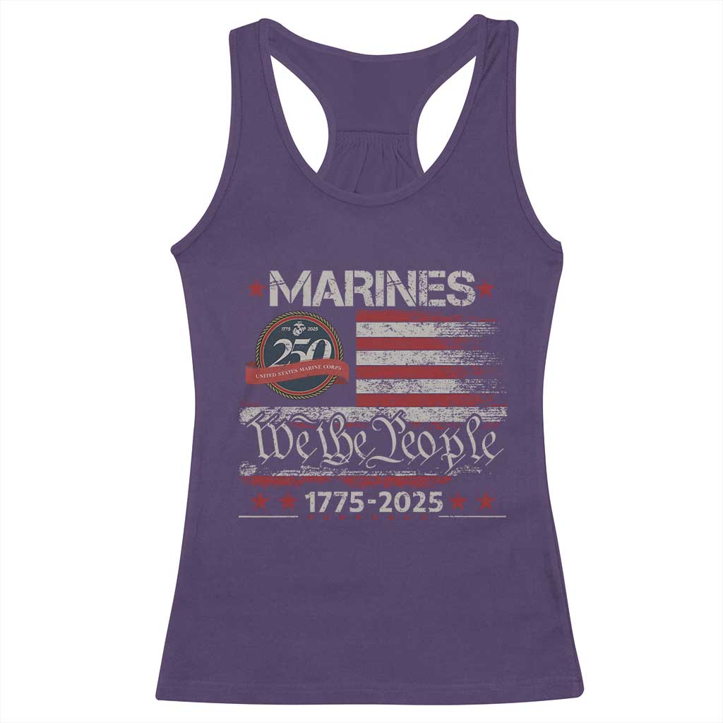 Marine Veteran 250th Anniversary Racerback Tank Top Retro Patriotic Military Gift American Flag TS10 Purple Print Your Wear
