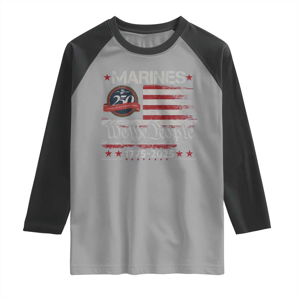 Marine Veteran 250th Anniversary Raglan Shirt Retro Patriotic Military Gift American Flag TS10 Sport Gray Black Print Your Wear