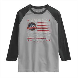Marine Veteran 250th Anniversary Raglan Shirt Retro Patriotic Military Gift American Flag TS10 Sport Gray Black Print Your Wear