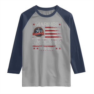 Marine Veteran 250th Anniversary Raglan Shirt Retro Patriotic Military Gift American Flag TS10 Sport Gray Navy Print Your Wear