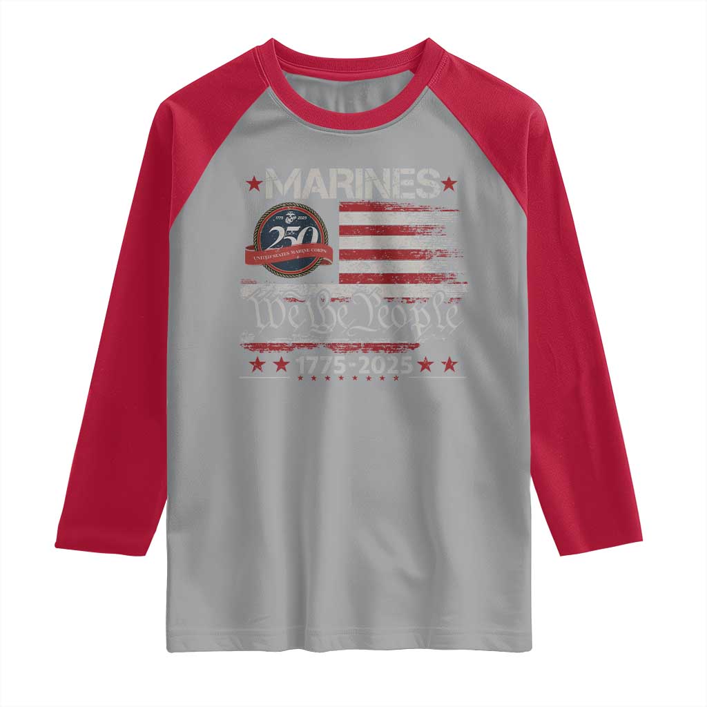 Marine Veteran 250th Anniversary Raglan Shirt Retro Patriotic Military Gift American Flag TS10 Sport Gray Red Print Your Wear