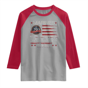 Marine Veteran 250th Anniversary Raglan Shirt Retro Patriotic Military Gift American Flag TS10 Sport Gray Red Print Your Wear