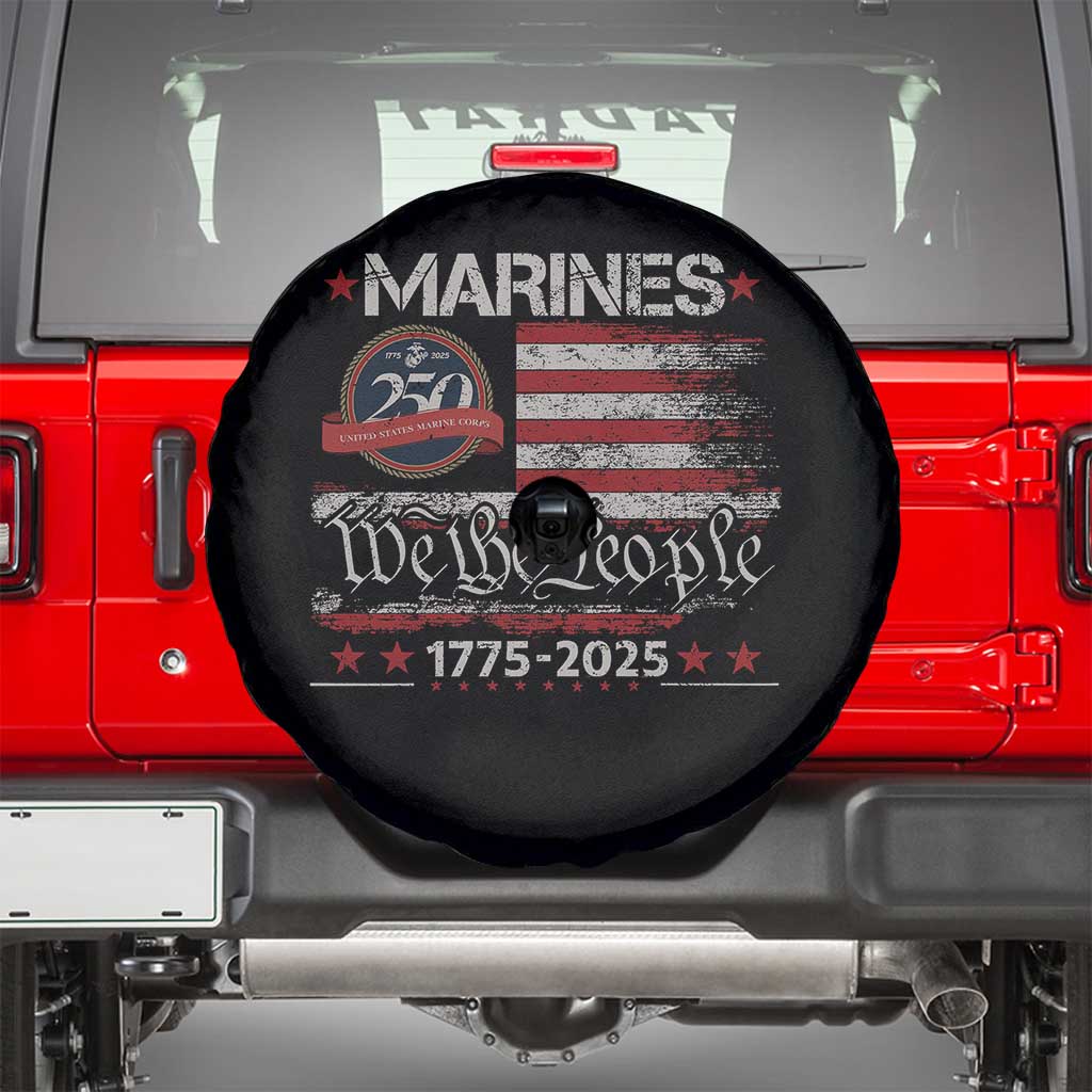 Marine Veteran 250th Anniversary Spare Tire Cover Retro Patriotic Military Gift American Flag TS10 Black Print Your Wear