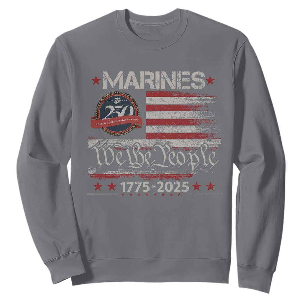 Marine Veteran 250th Anniversary Sweatshirt Retro Patriotic Military Gift American Flag TS10 Charcoal Print Your Wear