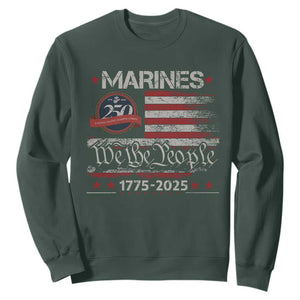 Marine Veteran 250th Anniversary Sweatshirt Retro Patriotic Military Gift American Flag TS10 Dark Forest Green Print Your Wear