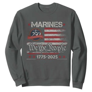 Marine Veteran 250th Anniversary Sweatshirt Retro Patriotic Military Gift American Flag TS10 Dark Heather Print Your Wear