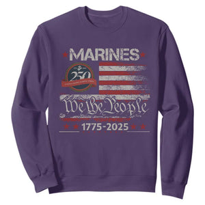 Marine Veteran 250th Anniversary Sweatshirt Retro Patriotic Military Gift American Flag TS10 Purple Print Your Wear