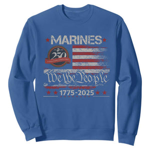 Marine Veteran 250th Anniversary Sweatshirt Retro Patriotic Military Gift American Flag TS10 Royal Blue Print Your Wear