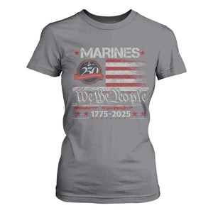Marine Veteran 250th Anniversary T Shirt For Women Retro Patriotic Military Gift American Flag TS10 Charcoal Print Your Wear