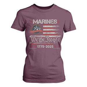 Marine Veteran 250th Anniversary T Shirt For Women Retro Patriotic Military Gift American Flag TS10 Maroon Print Your Wear