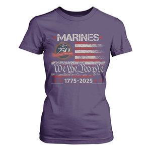 Marine Veteran 250th Anniversary T Shirt For Women Retro Patriotic Military Gift American Flag TS10 Purple Print Your Wear