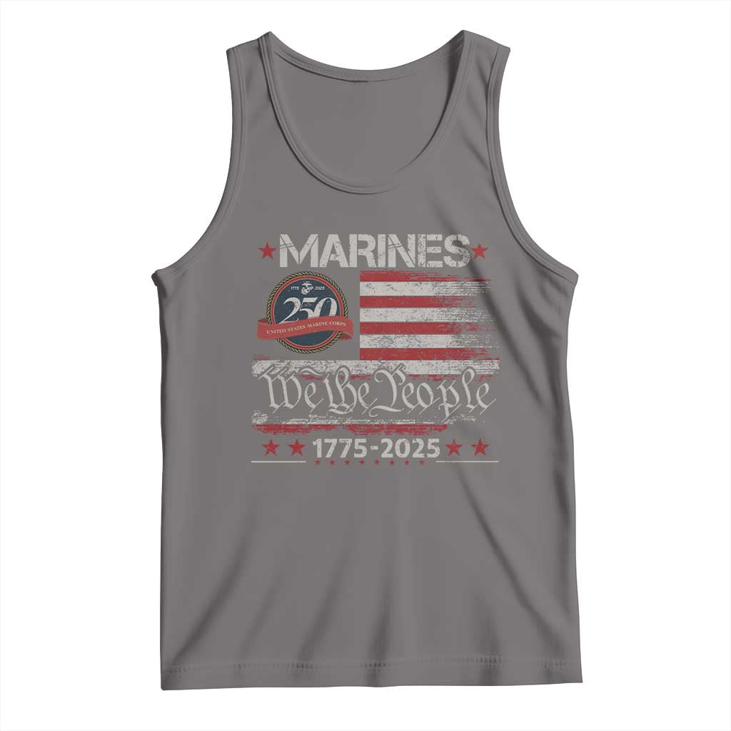 Marine Veteran 250th Anniversary Tank Top Retro Patriotic Military Gift American Flag TS10 Deep Heather Print Your Wear