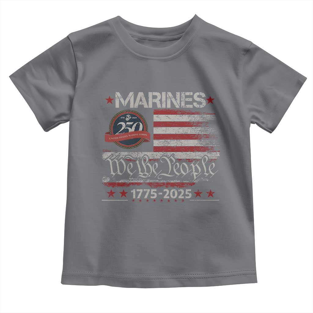 Marine Veteran 250th Anniversary Toddler T Shirt Retro Patriotic Military Gift American Flag TS10 Charcoal Print Your Wear