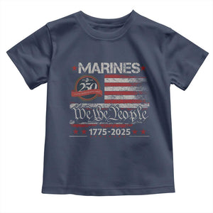 Marine Veteran 250th Anniversary Toddler T Shirt Retro Patriotic Military Gift American Flag TS10 Navy Print Your Wear