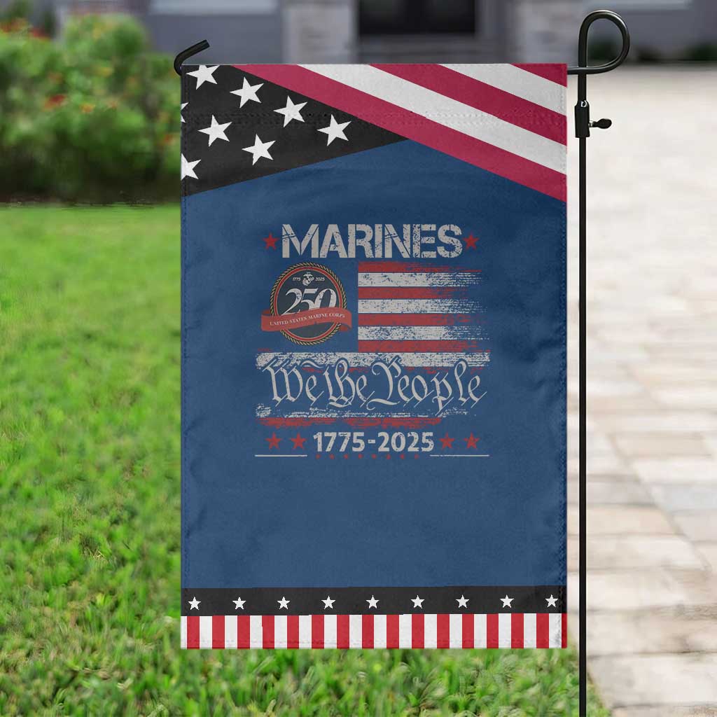 Marine Veteran 250th Anniversary Garden Flag Retro Patriotic Military Gift American Flag TS10 Classic Blue Black Print Your Wear