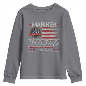 Marine Veteran 250th Anniversary Youth Sweatshirt Retro Patriotic Military Gift American Flag TS10 Charcoal Print Your Wear