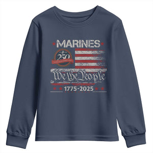 Marine Veteran 250th Anniversary Youth Sweatshirt Retro Patriotic Military Gift American Flag TS10 Navy Print Your Wear