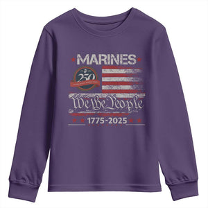 Marine Veteran 250th Anniversary Youth Sweatshirt Retro Patriotic Military Gift American Flag TS10 Purple Print Your Wear