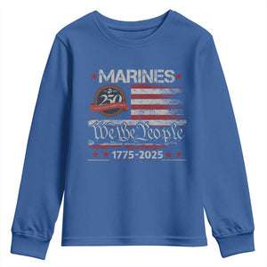 Marine Veteran 250th Anniversary Youth Sweatshirt Retro Patriotic Military Gift American Flag TS10 Royal Blue Print Your Wear