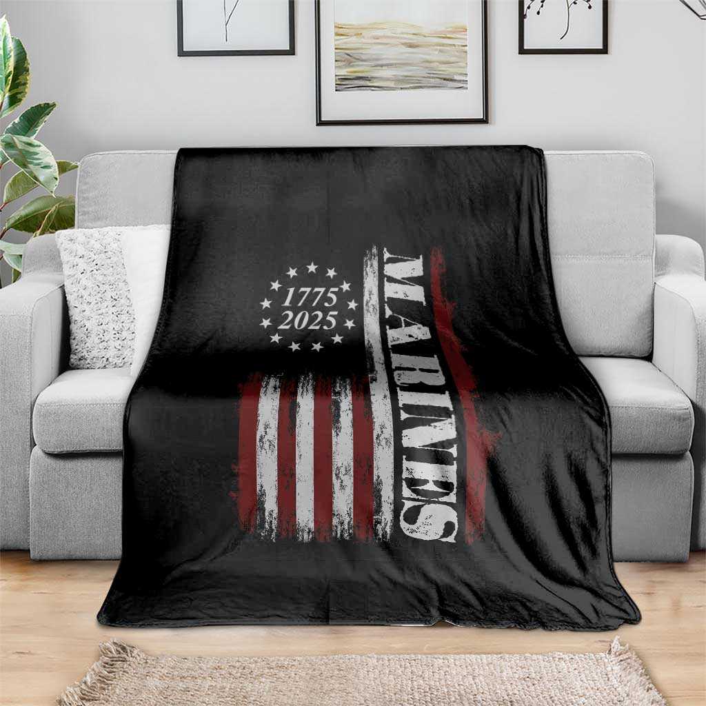 Marine 250th Anniversary Throw Blanket Retro Patriotic Military Veteran Gift American Flag TS10 Print Your Wear