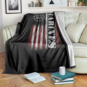 Marine 250th Anniversary Throw Blanket Retro Patriotic Military Veteran Gift American Flag - Print Your Wear