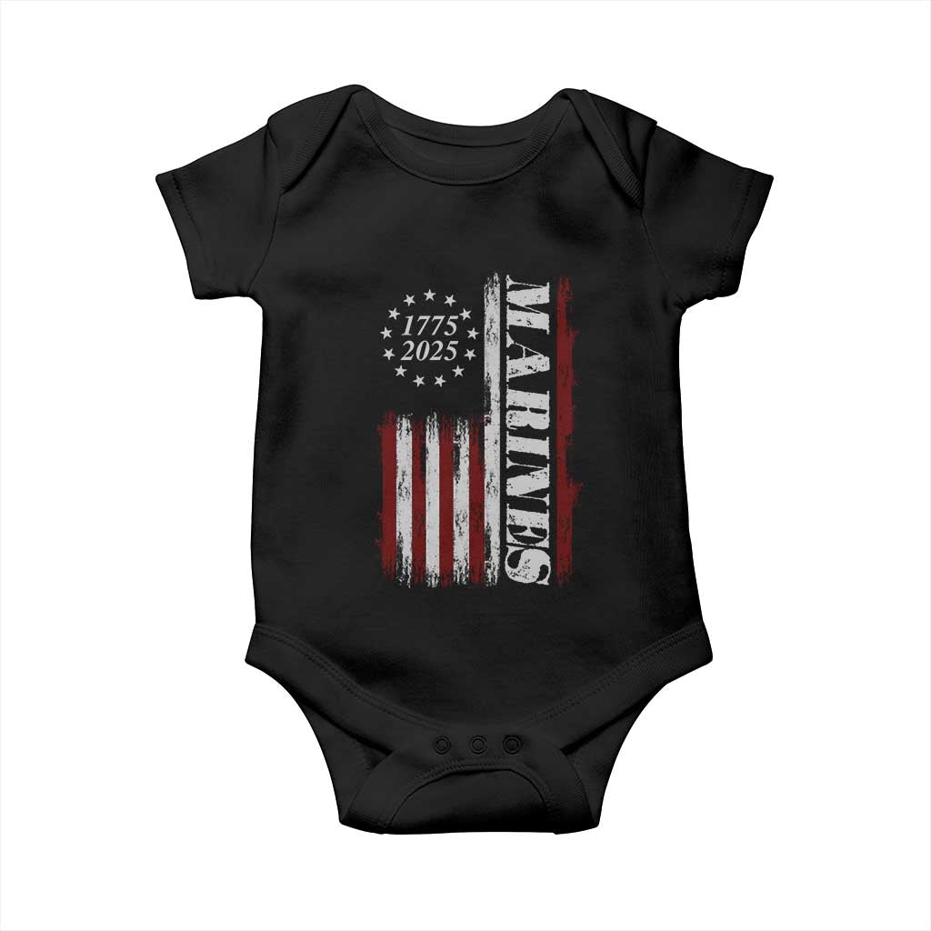 Marine 250th Anniversary Baby Onesie Retro Patriotic Military Veteran Gift American Flag TS10 Black Print Your Wear