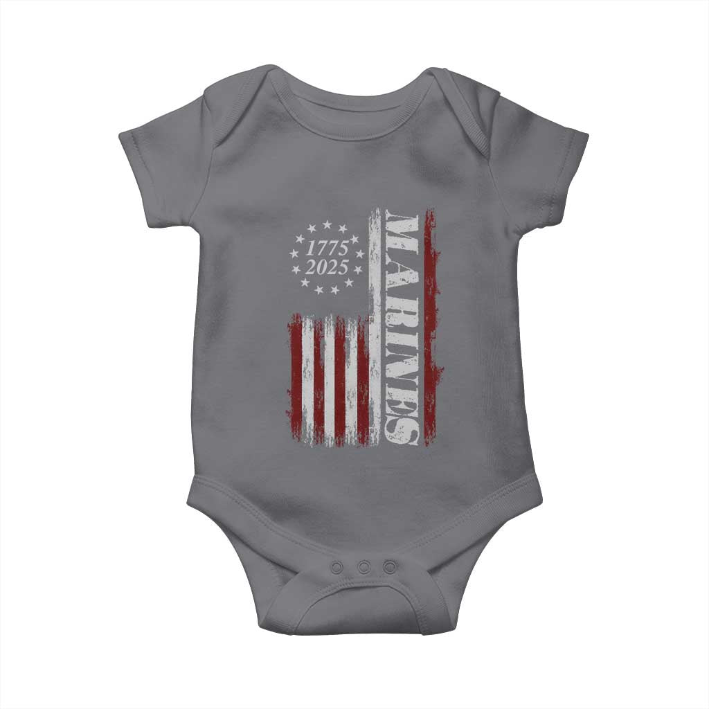 Marine 250th Anniversary Baby Onesie Retro Patriotic Military Veteran Gift American Flag TS10 Charcoal Print Your Wear